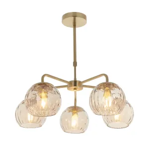 Amber 5Lt Pendant Centre Light - Champagne / Brass Finish