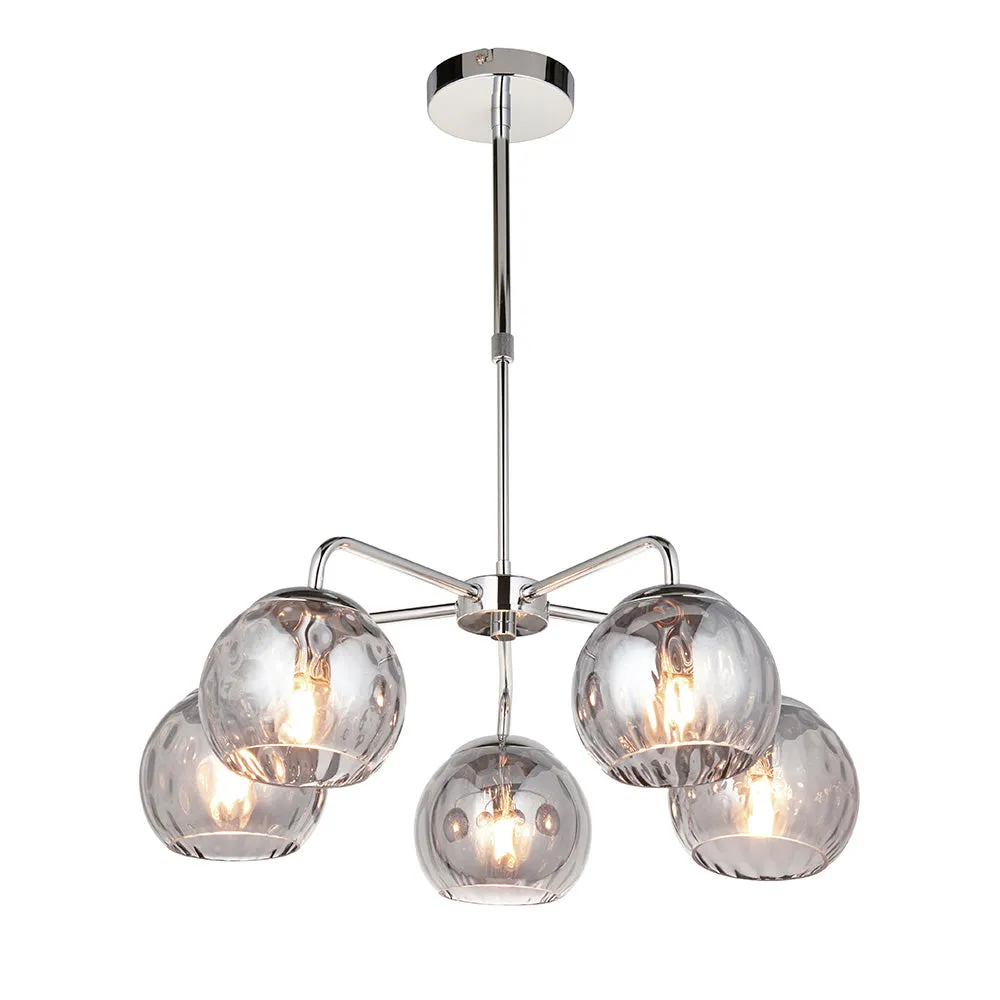 Amber 5Lt Pendant Centre Light - Champagne / Brass Finish