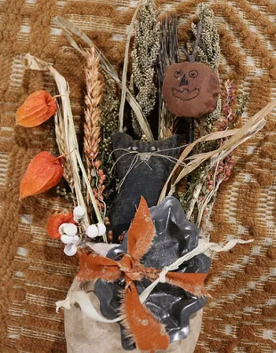 Autumn Halloween Stocking Cat and Pumpkin