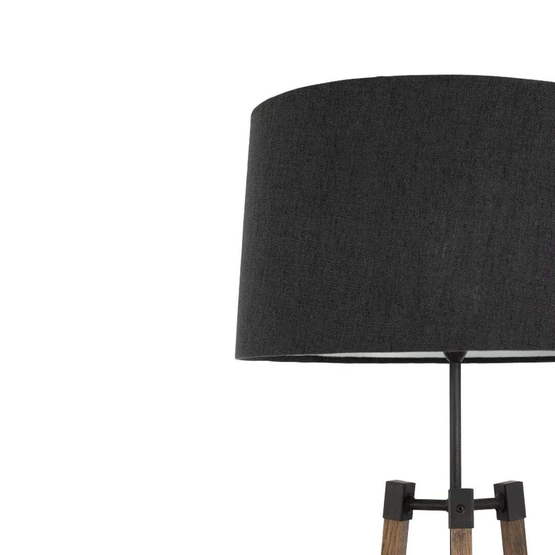 Avery Standing Lamp (Charcoal Shade   Wood & Black Metal Body)