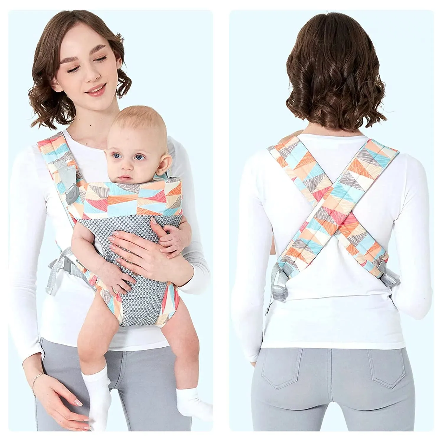 Baby Carrier, 4-In-1 Colorful Baby Carrier, Front and Back Sling with Adjustable Holder