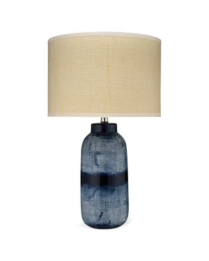 Batik Table Lamp Blue and Cream - Large