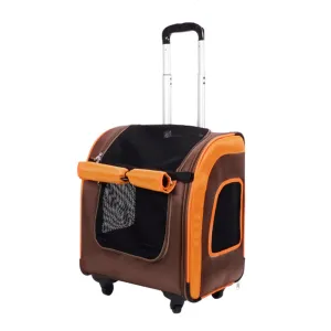 Ibiyaya Liso Backpack & Parallel Transport Pet Trolley | Orange/Brown