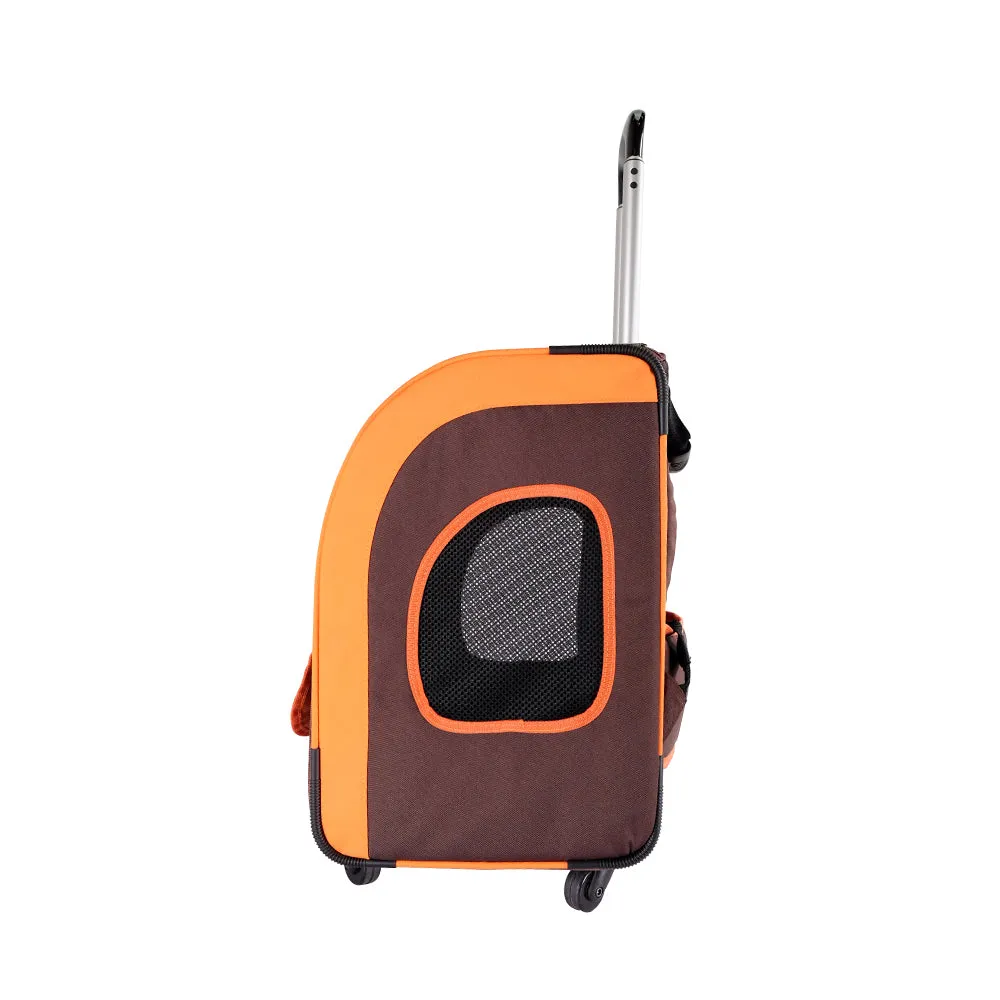 Ibiyaya Liso Backpack & Parallel Transport Pet Trolley | Orange/Brown