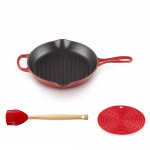 Le Creuset Signature Cast Iron Round Grillit 26cm with FREE Accessories