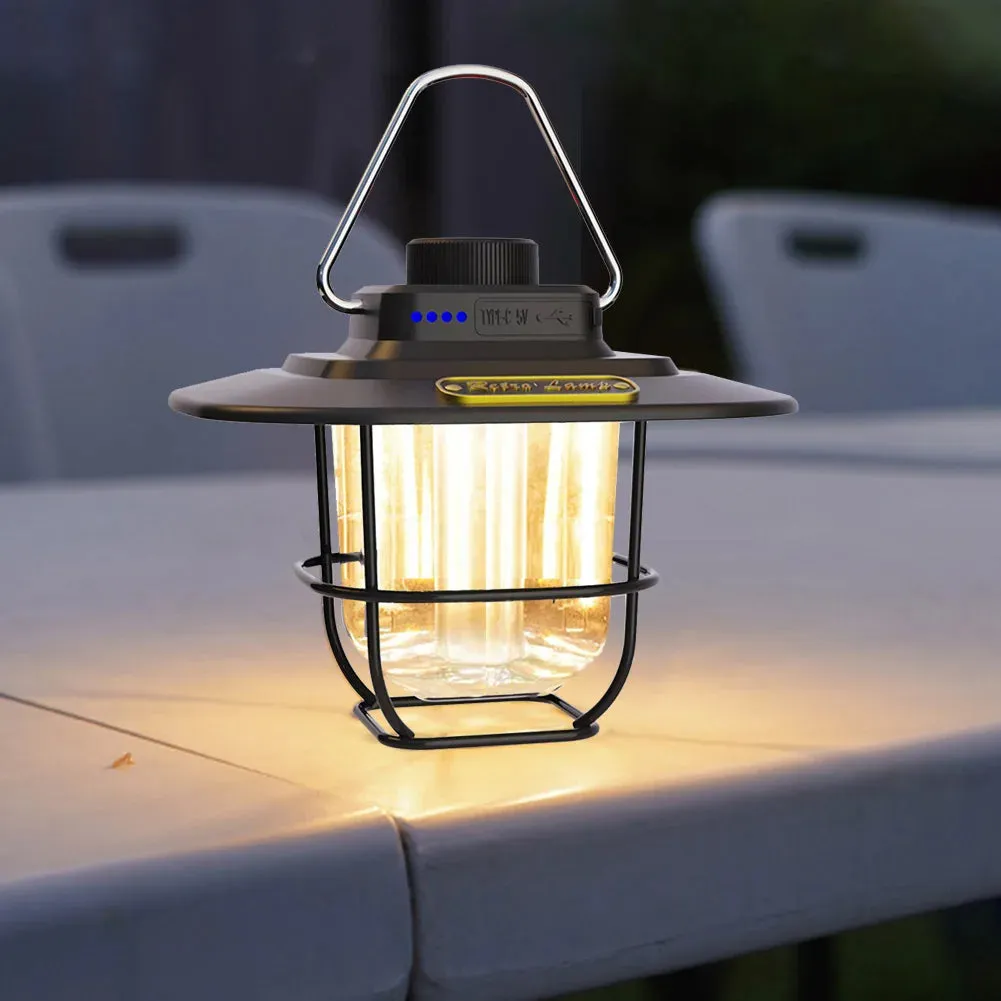 LED Retro Hanging Tent Lamp Waterproof Dimmable 4500mAh Battery.