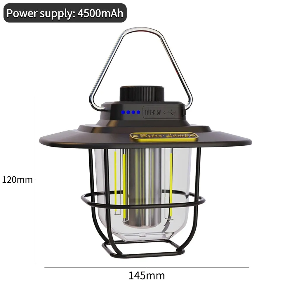 LED Retro Hanging Tent Lamp Waterproof Dimmable 4500mAh Battery.