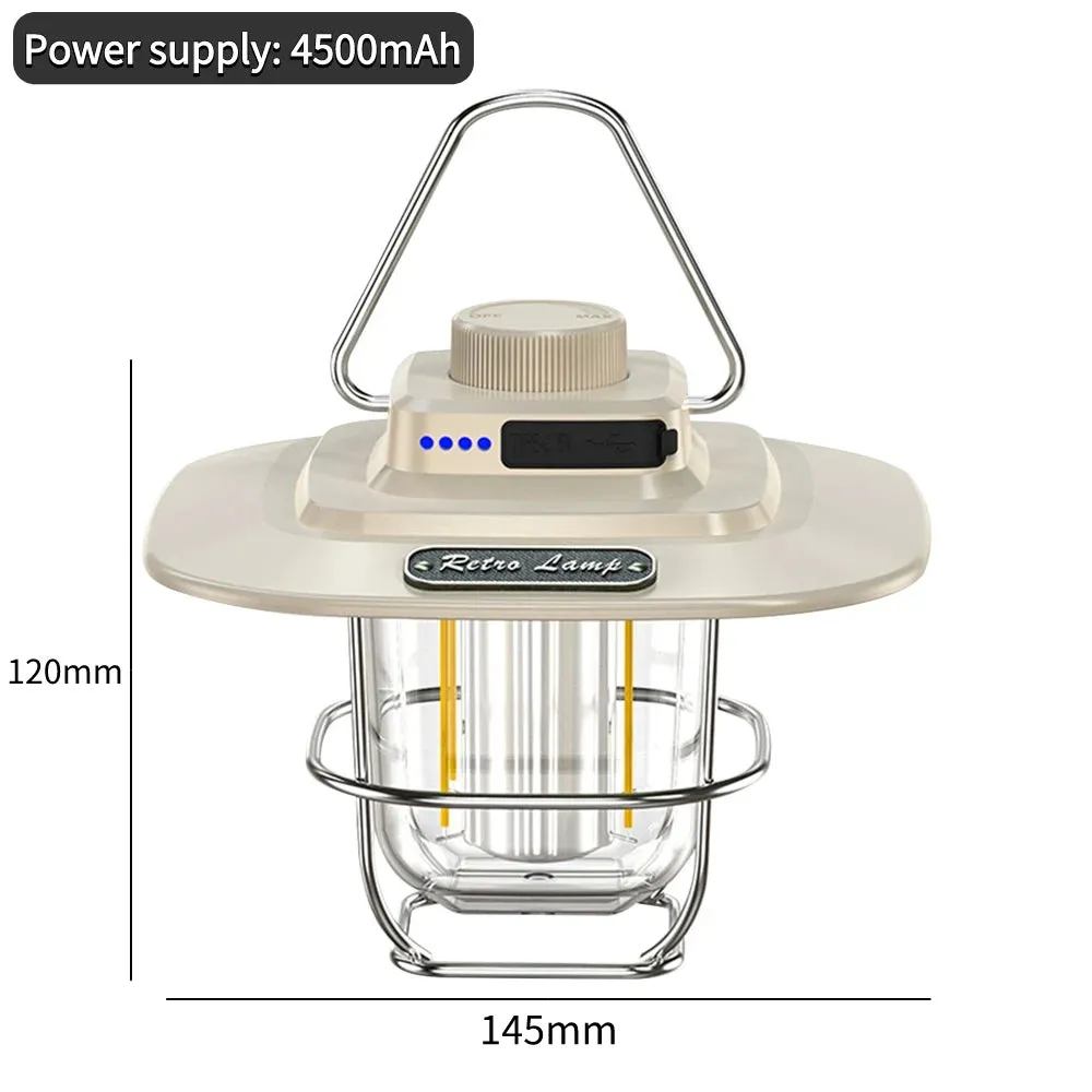 LED Retro Hanging Tent Lamp Waterproof Dimmable 4500mAh Battery.