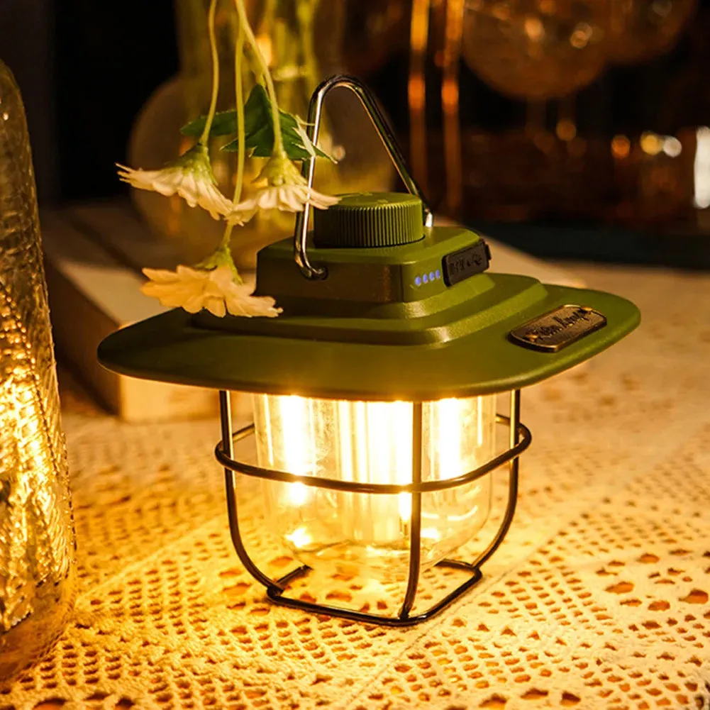 LED Retro Hanging Tent Lamp Waterproof Dimmable 4500mAh Battery.