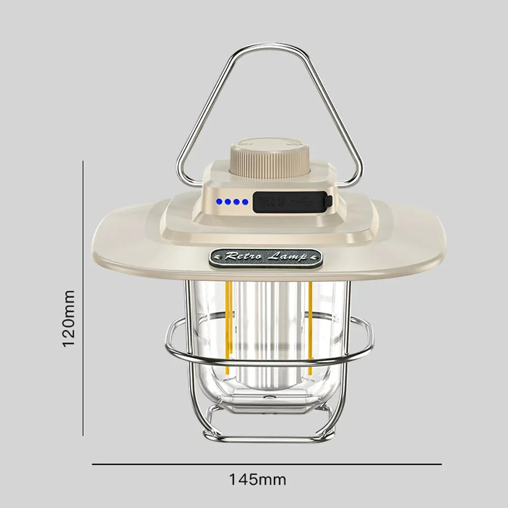 LED Retro Hanging Tent Lamp Waterproof Dimmable 4500mAh Battery.