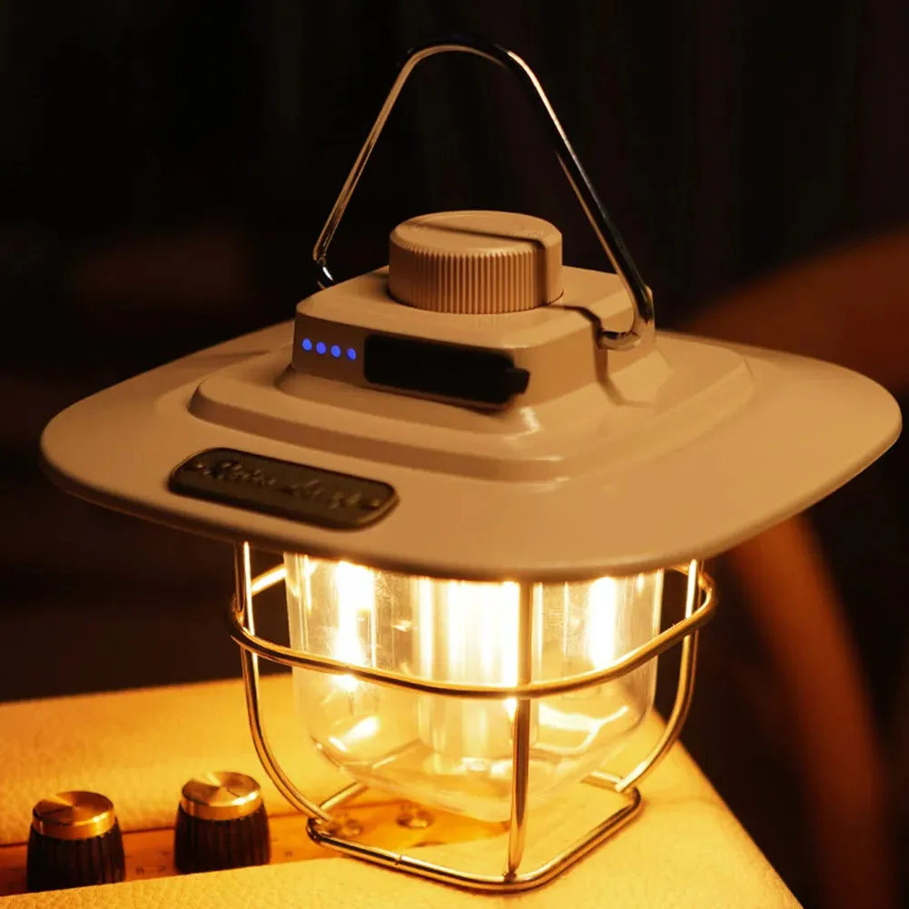 LED Retro Hanging Tent Lamp Waterproof Dimmable 4500mAh Battery.