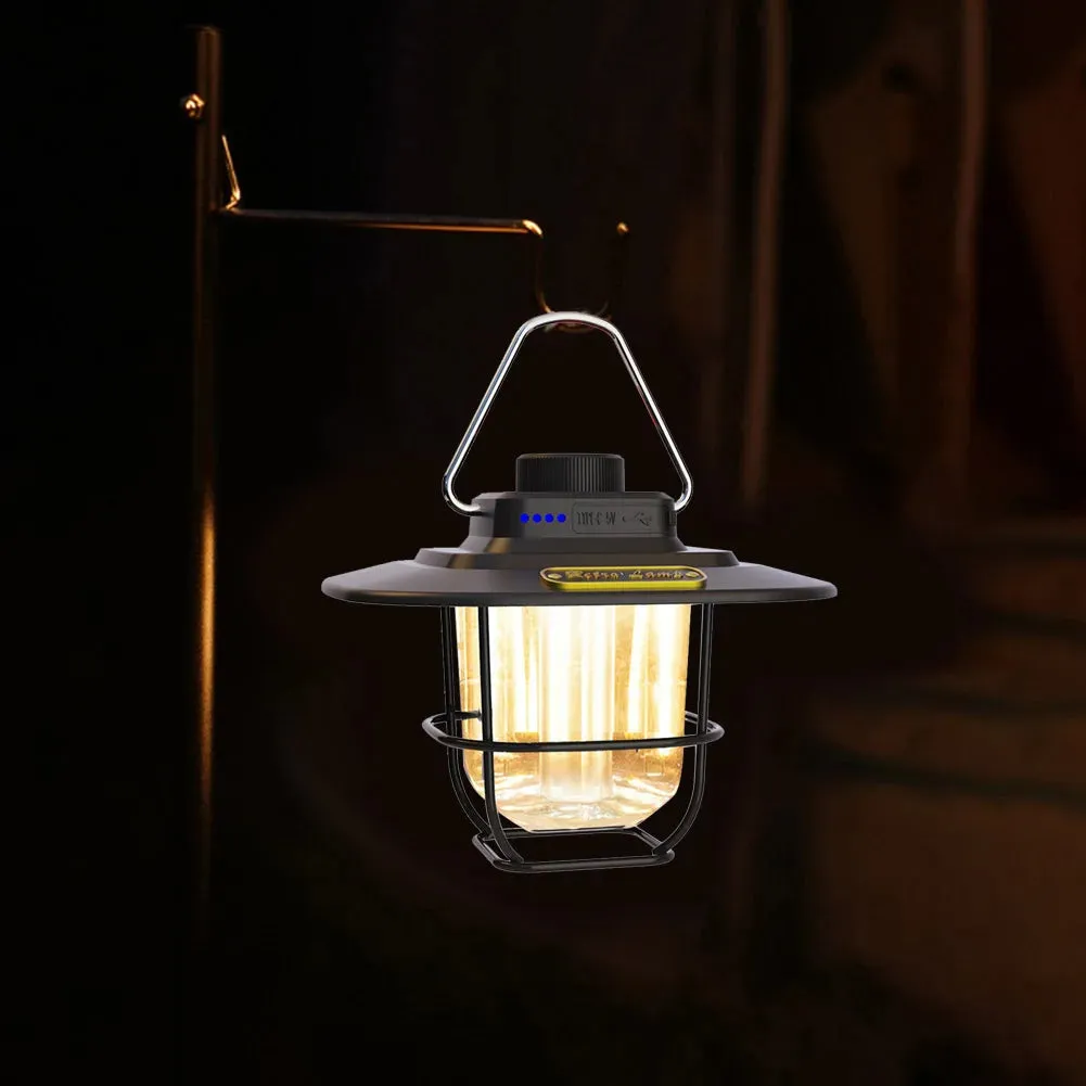 LED Retro Hanging Tent Lamp Waterproof Dimmable 4500mAh Battery.