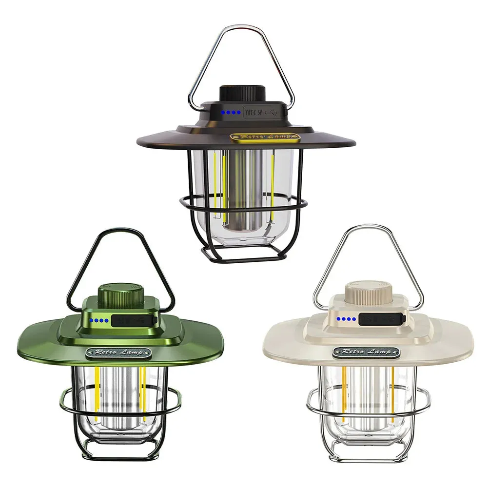 LED Retro Hanging Tent Lamp Waterproof Dimmable 4500mAh Battery.