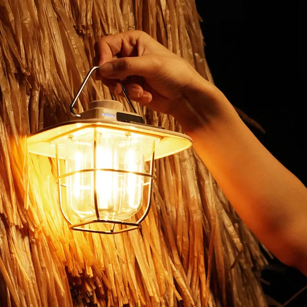 LED Retro Hanging Tent Lamp Waterproof Dimmable 4500mAh Battery.