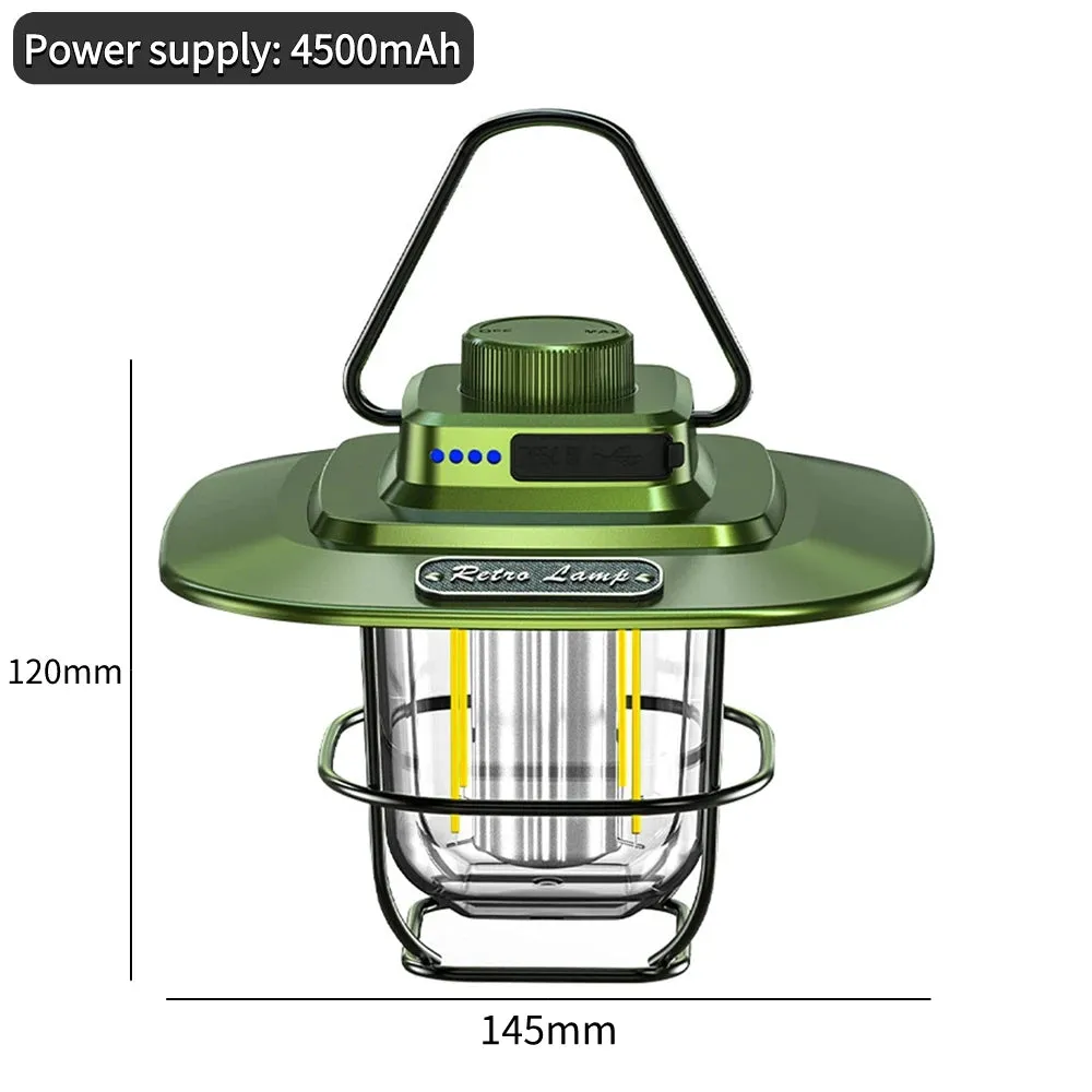 LED Retro Hanging Tent Lamp Waterproof Dimmable 4500mAh Battery.