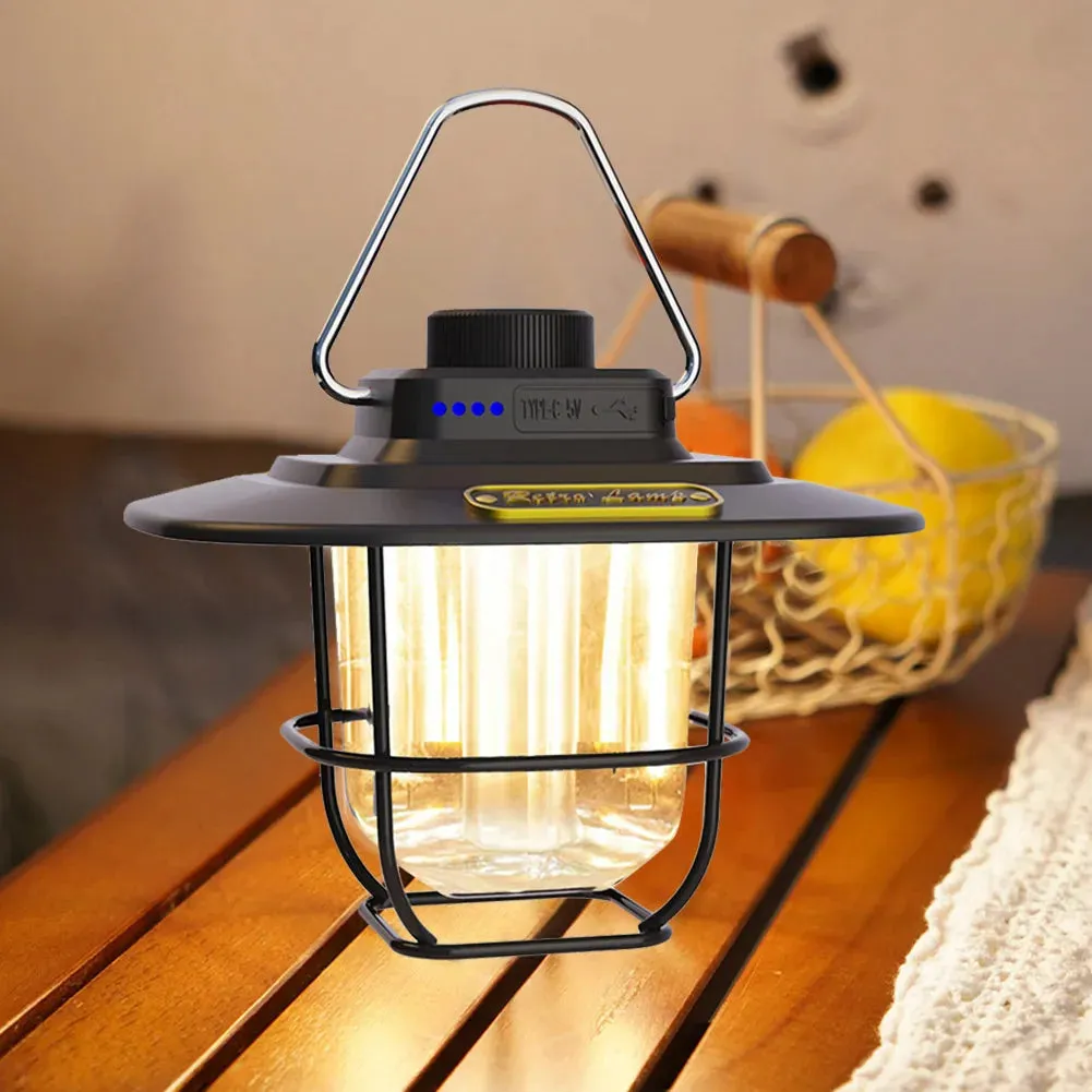 LED Retro Hanging Tent Lamp Waterproof Dimmable 4500mAh Battery.