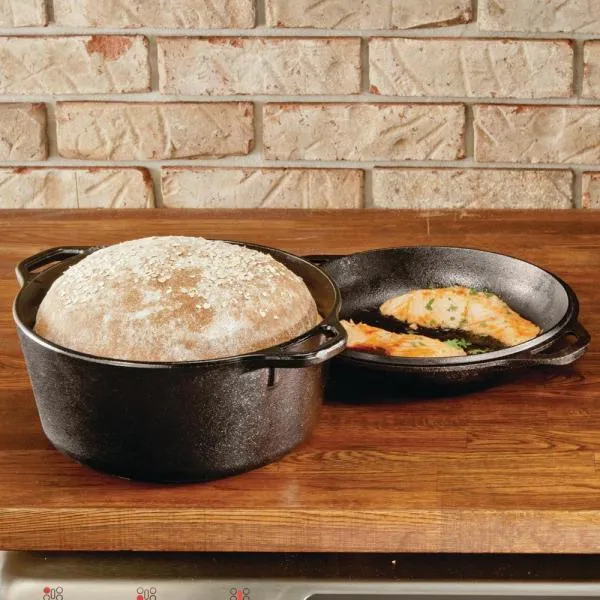 Lodge 5 Quart Cast Iron Double Dutch Oven