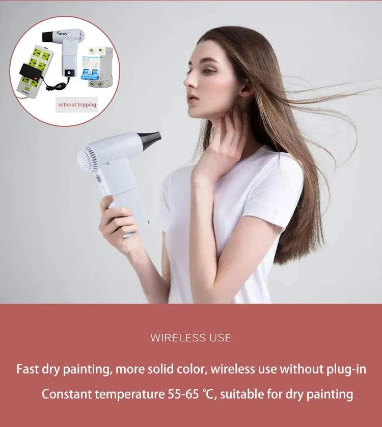 Portable Hair Dryer with USB Output Portable Cordless Hair Blower Care Suitable for Drying Painting Baby Skin Outdoor Tools