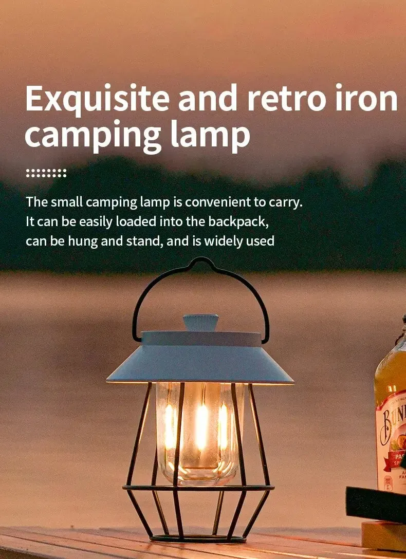 Retro Rechargeable Portable Camping Lantern 10000mAh  3 Lighting Modes.