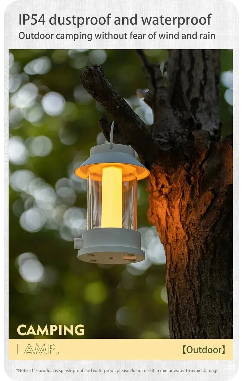 Retro Rechargeable Portable Camping Lantern 10000mAh  3 Lighting Modes.