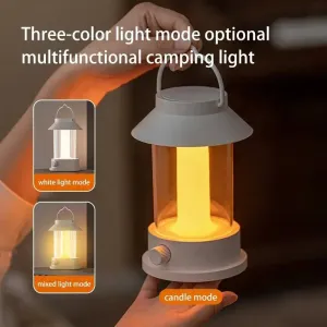 Retro Rechargeable Portable Camping Lantern 10000mAh  3 Lighting Modes.