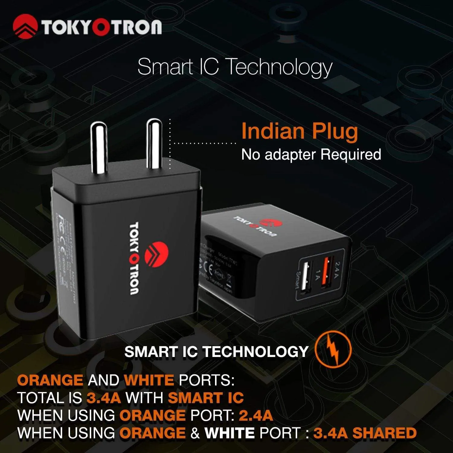 Tokyotron 2 port USB Wall Charger for Mobile