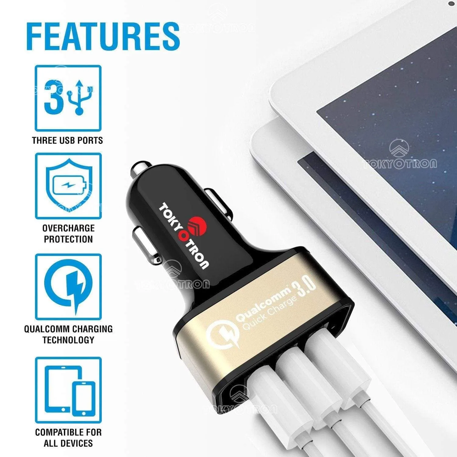 Tokyotron 3 USB Port Car Mobile Charger Qualcomm 3.0 01