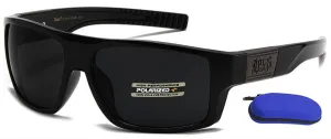 Wrap around  Large Frame Polarized Locs  Sunglasses With Logo