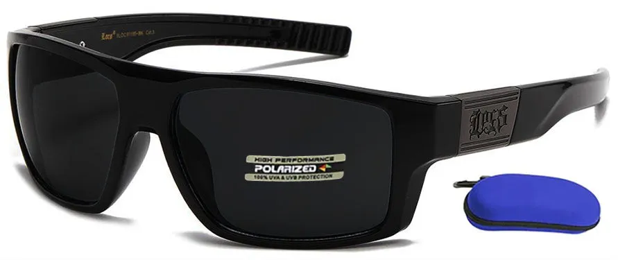 Wrap around  Large Frame Polarized Locs  Sunglasses With Logo